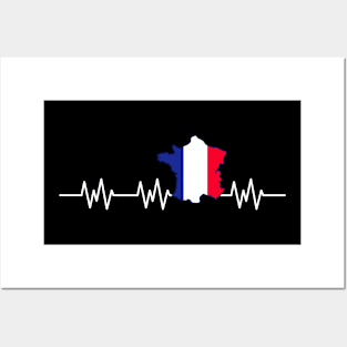 France Heartbeat Flag Pulse French Nationality Posters and Art